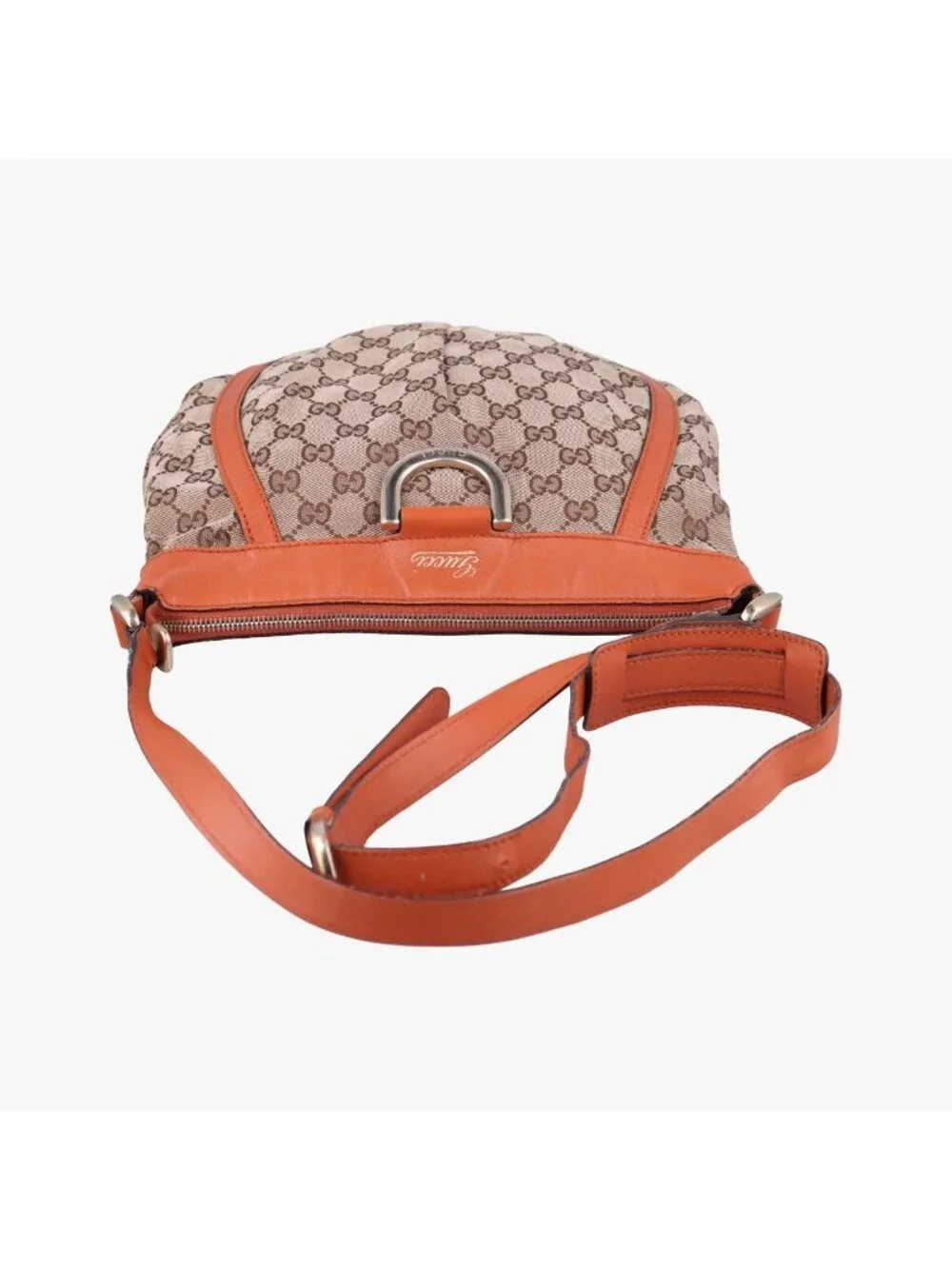 Gucci Abbey Line Orange Brown Canvas Leather Shoulder Bag